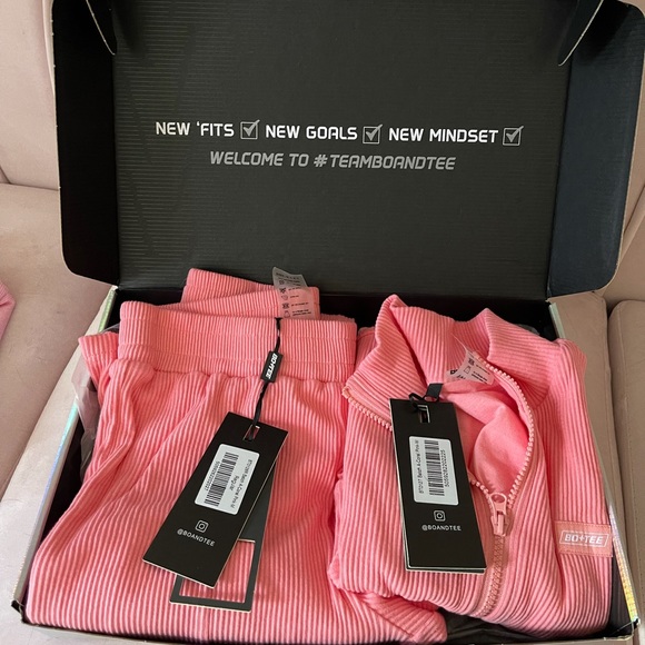 Bo&Tee Active Wear Sculpt Flare Trousers and Jacket Set Coral - Picture 2 of 9